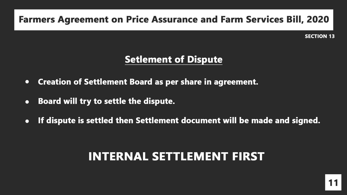 An internal settlement of dispute is allowed (1.11)