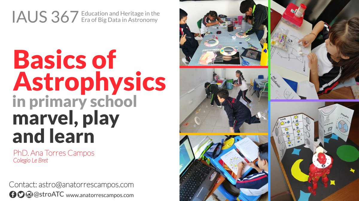 stroATC's tweet photo. ¡Súper interesantes las charlas de la #IAUS367 ! Los invito a ver mi póster completo sobre mi trabajo en técnicas de enseñanza de astronomía para niños de preescolar y primaria --> https://t.co/lYHKZep3eb https://t.co/YmXYjTtCuH