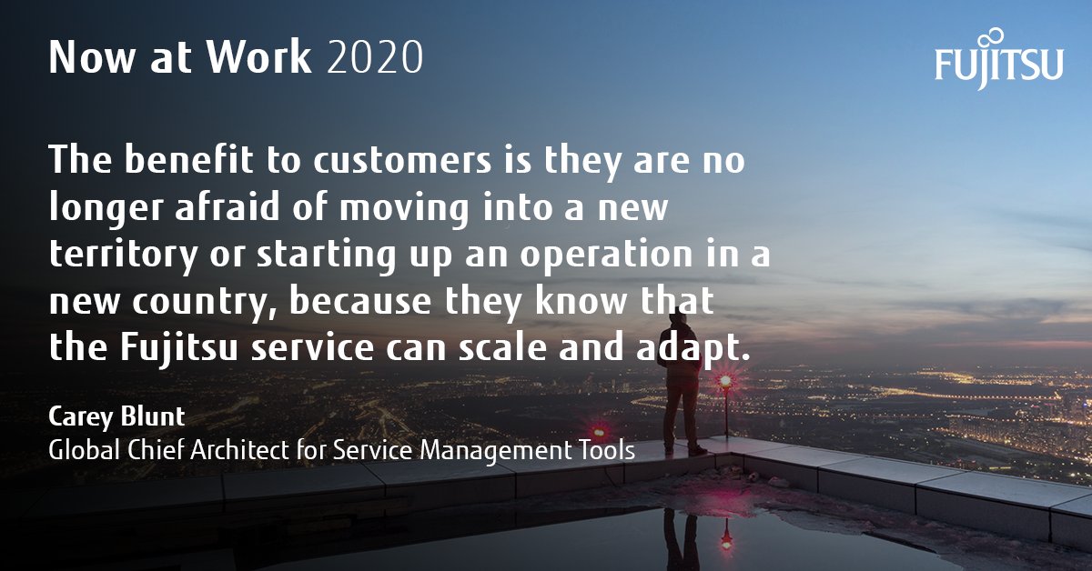 FritzBrenker's tweet photo. How can we prevent language from being a barrier to business expansion? Hear from Carey Blunt at #NowatWork about how Translator Bot has helped Fujitsu to support customers around the world, regardless of location or language: https://t.co/Uu4LJAp1lj https://t.co/fMiodPmf20