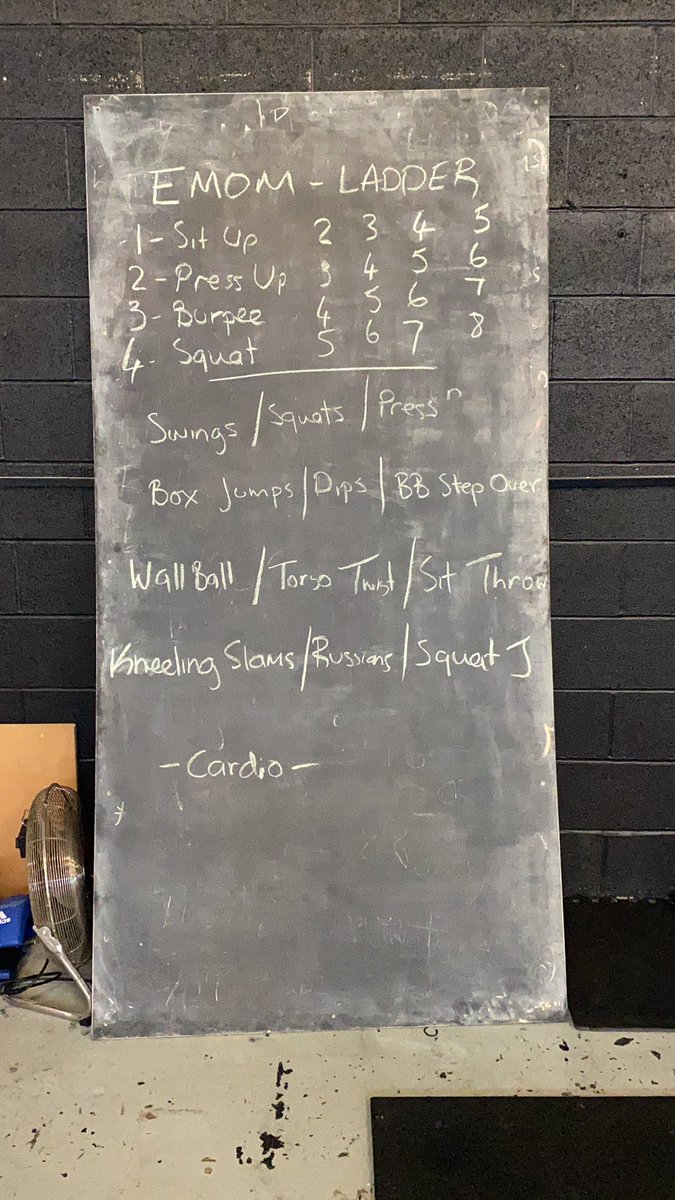 NickAdept's tweet photo. Midweek MetCon session 

Every Min On Min for 5 rounds stepping reps up by 1 each round, then 45 seconds on each exercise in the bottom half, 15 seconds rest in between each one.

💪💪💪💪 https://t.co/Zf0f9EPaOO