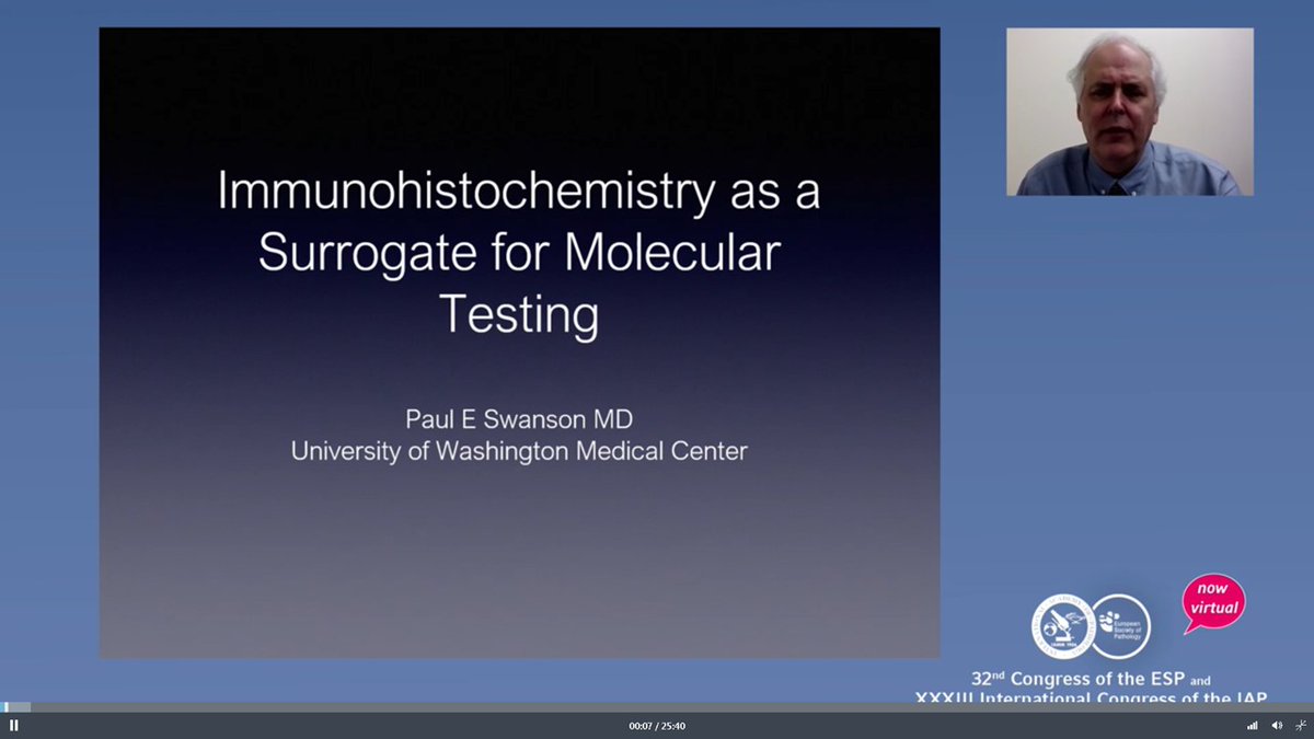 gonzadetoro's tweet photo. An interesting talk about #IHC as a surrogate for molecular testing #Molpath Limitation, clinical settings and potencial uses in future by Dr Paul Swanson from @UWMedicine #virtualpathology2020 https://t.co/7qYGadOOC8