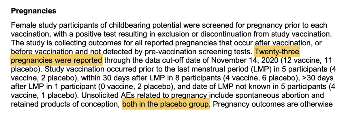 A few friends have asked me if I think the vaccine will be safe in pregnancy. Pregnant patients were excluded from the trial, but 23 patients became pregnant during the course of the trial or were otherwise not screened out. No safety issues yet (though obvi underpowered)