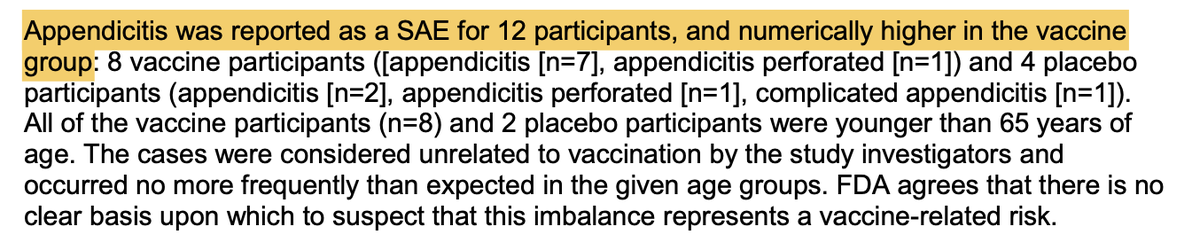 The strongest significant adverse event signal against the vaccine was 8 episodes of appendicitis in vaccine group vs 4 in placebo. But this was just statistical noise, I double checked (p=0.38).