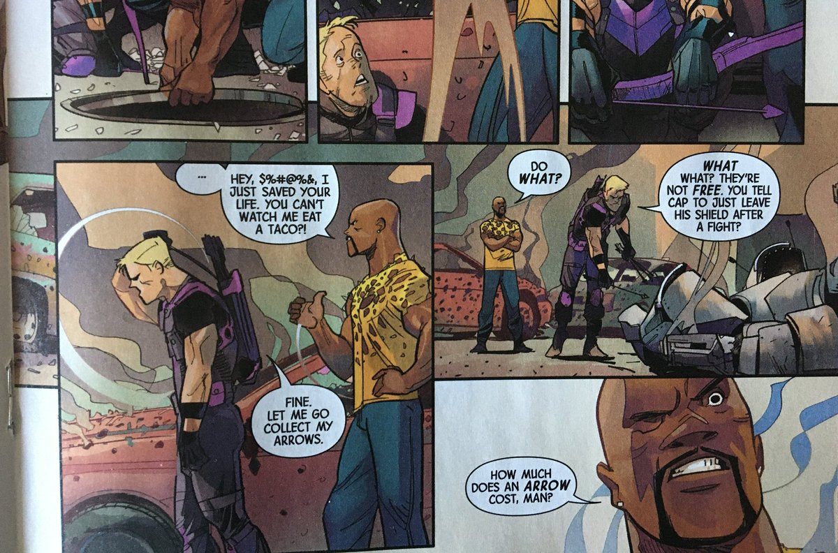 maddisondesigns's tweet photo. @AnneComics These panels; A couple from Hawkeye: Freefall, Carol always being sassy to Tony in Captain Marvel, the opening panel from Jessica Jones Alias #HawkeyeFreefall #Hawkeye #CaptainMarvel #Alias #JessicaJones https://t.co/7QGsnSYWUR