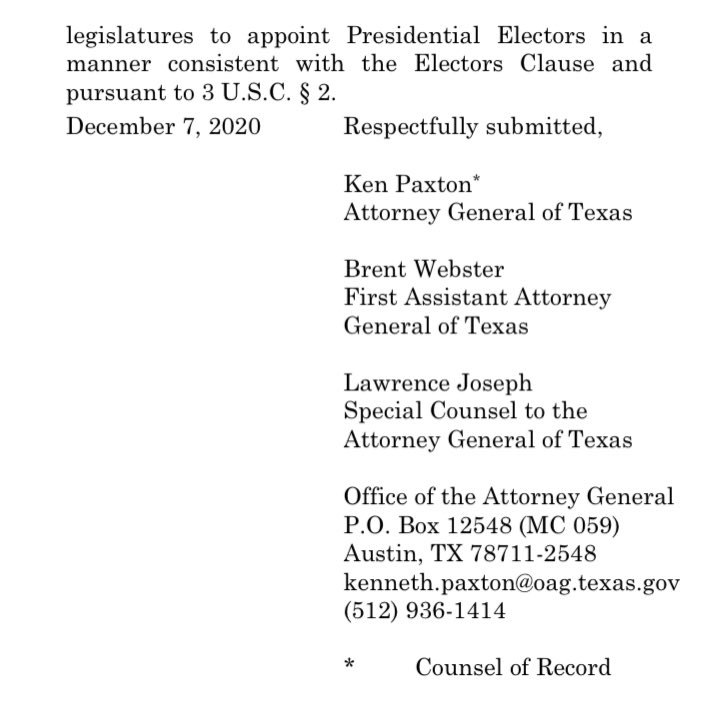 It looks like we have a new leader in the “craziest lawsuit filed to purportedly challenge the election” category:The State of Texas is suing Pennsylvania, Georgia, Michigan, and Wisconsin *directly* in  #SCOTUS.(Spoiler alert: The Court is *never* going to hear this one.)