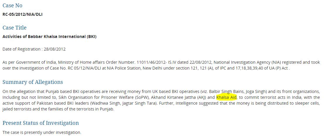 Look at this case no RC-05/2012/NIA/DLI of NIA. According to it Khalsa Aid was providing fund to terrorist organization Babar Khalsa International (BTI)Same organization is providing all support at ground level in Farmer protest! But case is still under investigation.Thread