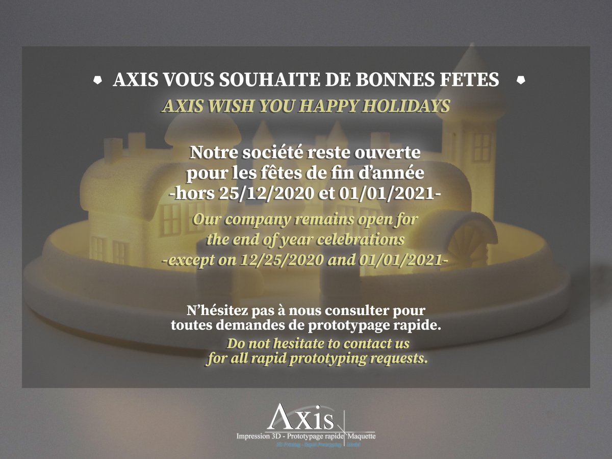 axis_prototypes's tweet photo. Nous restons ouvert en cette fin d'année, n'hésitez pas à nous consulter !
#prototypagerapide #impression3d #prototypage #frenchfab https://t.co/Ds1bwWKgcc