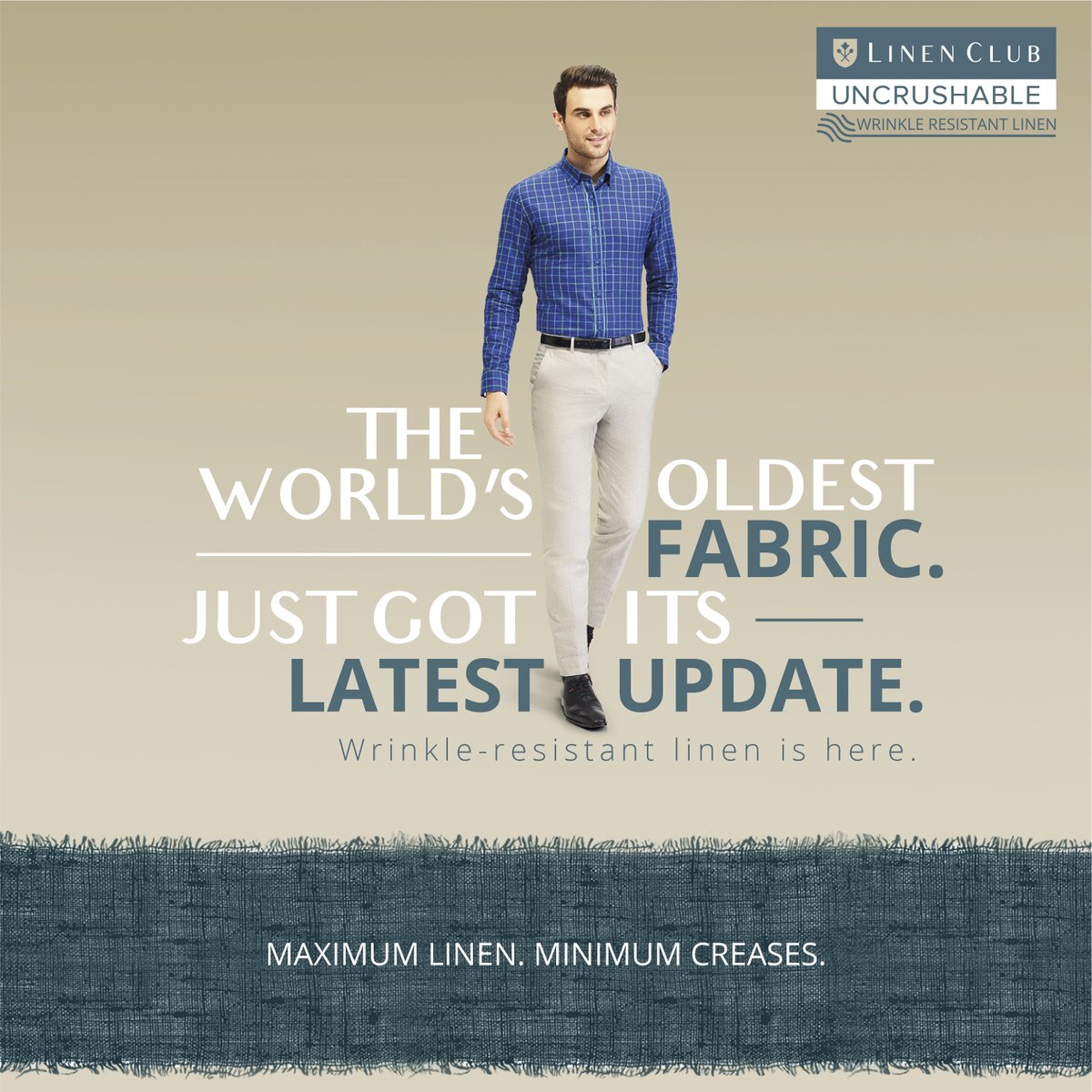 LinenClub's tweet photo. This is an innovation 36,000 years in the making. For the first time in India, we give you Linen Club Uncrushable. Prepare to be amazed. To find the nearest Linen Club showroom, click here - https://t.co/NdYdkehiO5
#UncrushableLinen #WrinkleResistantLinen #MaximumLinen https://t.co/0Petr5XIaA
