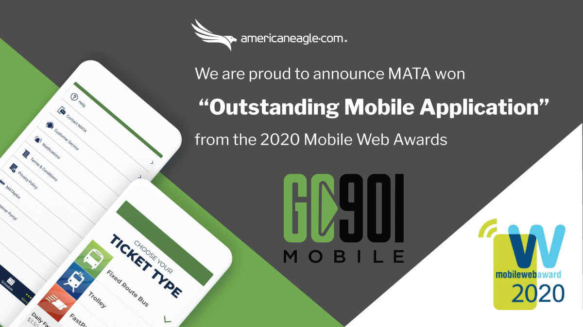 _Americaneagle's tweet photo. Congratulations 🎉 to our client @RideMATA for being the recipient of the Outstanding Mobile Application award from the Mobile Web Awards! 

Check out the full list of winners ➡️ https://t.co/UET5lcet5b

Download their GO901 app today➡️ https://t.co/ugrvmawggY https://t.co/5KZ4ndpATQ
