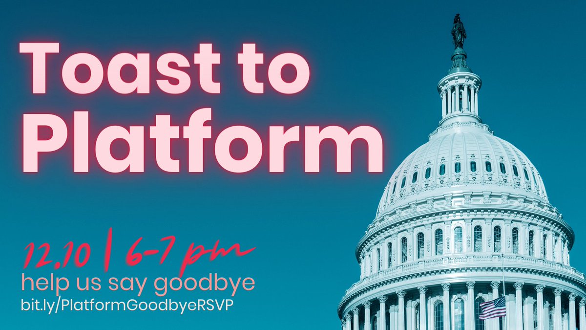 This Thursday, December 10, we are going to honor the power and all we’ve learned from amazing young leaders across the country with a Toast Goodbye to Platform. Join us!

Register here: bit.ly/PlatformGoodby…