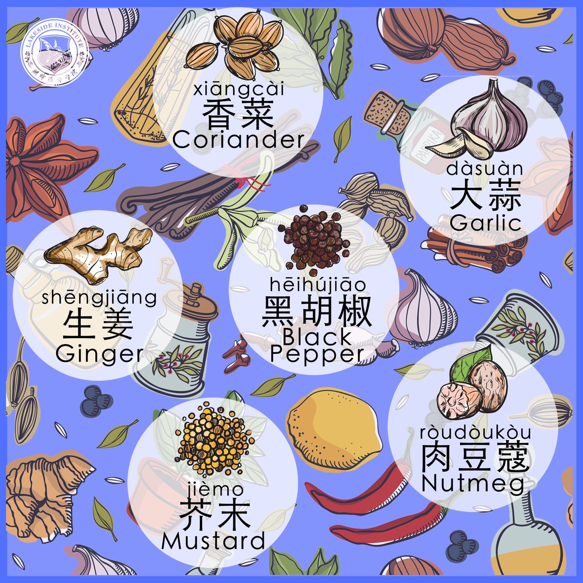 lakesidechinese's tweet photo. One of our #lakesidelearning ‘s tip is to study as many words as possible! The more words you know the easier will be #communicate in #Chinese.
#Today we’re going to learn how to say some of the most common #spices used in the #kitchen! Which is you favourite? https://t.co/EUwq1LAew7