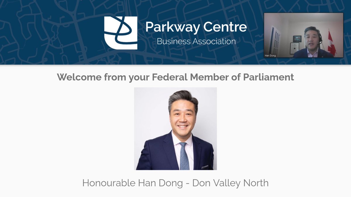 We are #Live with the Honourable <a href="/handongontario/">Han Dong</a>  - Federal Member of Parliament for Don Valley North at the #ParkwayCentreTO Virtual Town Hall for Businesses!