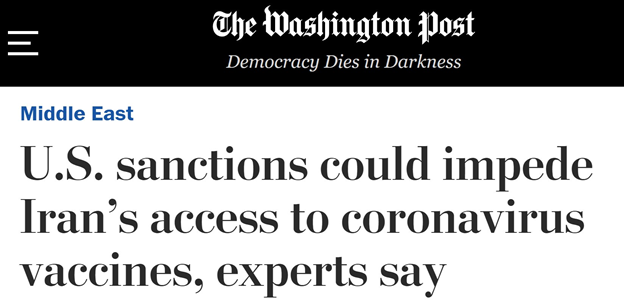 THREAD1) @washingtonpost pushes  #Iran’s talking points on US sanctionsArticle itself is contradictory:"Iran has received a U.S. government exemption to procure vaccines""experts" include  @yarbatman, a known Iran apologist with ties to Tehran's UK amb  @baeidinejad #FakeNews