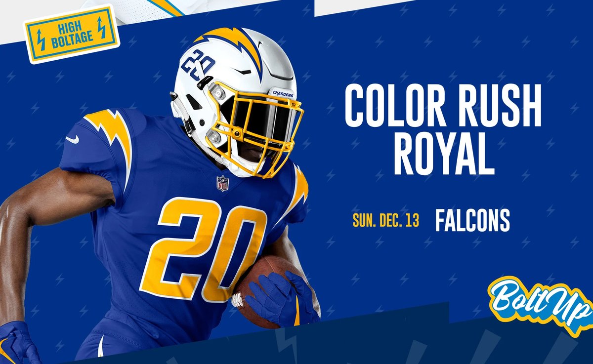 ⚡️ Los Angeles Chargers (LAC) Uniform Tracker ⚡️ on X: It's our annual  Color Rush Royal week! Bolts to wear royal alternate for the fifth time  (since 2016 debut), all of them