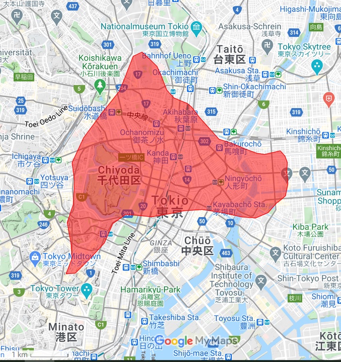 The spatial extent of  #Byzantine  #Constantinople within a modern map of  #Tokyo