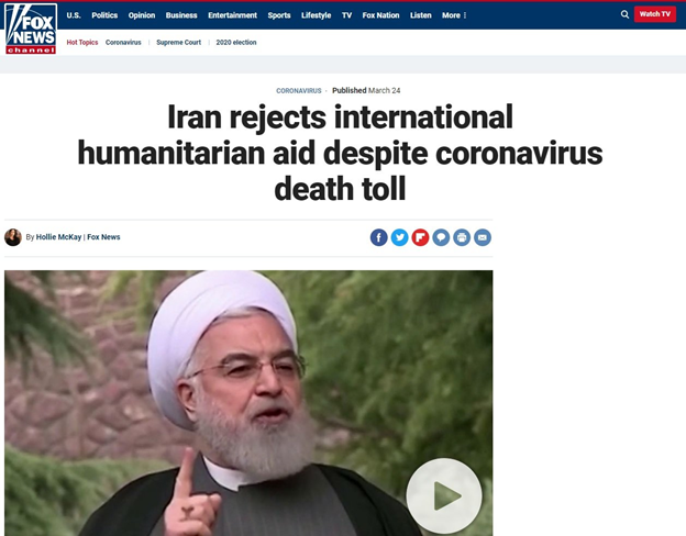 3)More reminders for WaPo:-Iran's former Foreign Ministry spokesperson: "... medicine & food, as you know, were not on any sanctions..."-Iran rejected "international humanitarian aid despite coronavirus death toll"