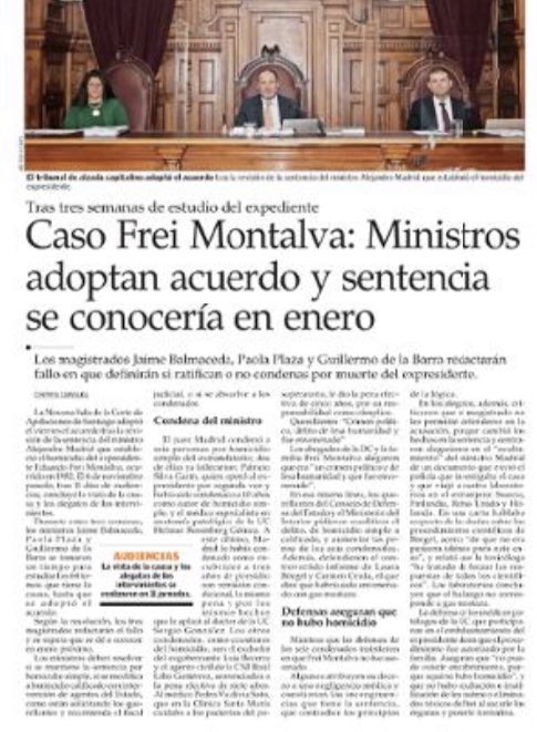 maxmurath's tweet photo. Pronto tendremos una sentencia de 2a instancia de la Corte De Apelaciones en el Caso FREI. Al respecto, pocas veces he visto una causa penal con tan poca prueba, levantada por presunciones que no cumplen el mínimo estándar del Art.488 CPP. https://t.co/XmvUfafsrD