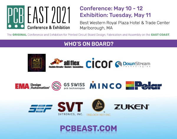 FrancesStewart5's tweet photo. Here's who's On Board so far for @pcb_east.Looking forward to seeing you in May, 2021!  https://t.co/kUeZsGbyLX; #PCBdesign; #engineering; #circuitboards; #pcbassembly https://t.co/uOU3i4hRM9