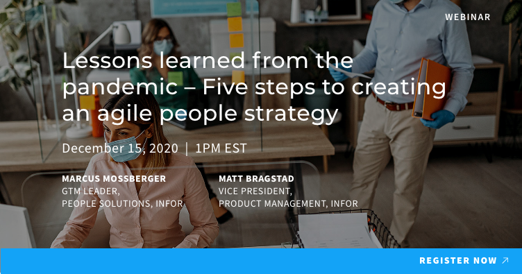 Infor_People's tweet photo. How will people work in 2021? Will we be back in office, remote, or hybrid? Join us on December 15th to hear 5 steps for creating an agile people strategy post-covid. https://t.co/ZiLlcRi2sV? https://t.co/d9YWiZHwHa
