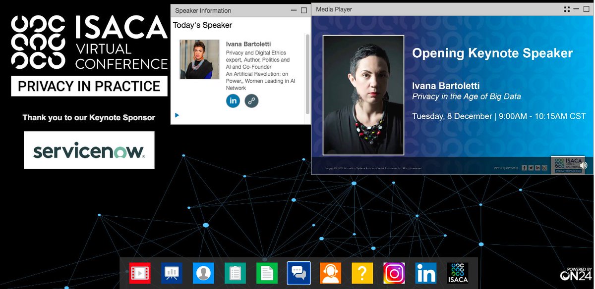 iyeraghu's tweet image. Looking forward to the keynote of today&apos;s #Privacyinpractice virtual conference by Ivana Bartoletti. and there is ISACA&apos;s Safia Kazi​, MCing for the day...