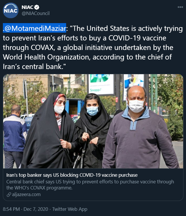 10) #Iran’s DC-based lobby group  @NIACouncil & former NIAC member  @NegarMortazavi are two of the main engines behind the drive to push the regime’s talking point claiming U.S. sanctions hurt ordinary Iranians.