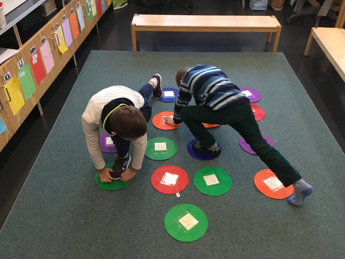 MsBrodrick's tweet photo. Making bodies and minds stronger with impromptu sound-Twister! #phonicsgames #wholebodylearning https://t.co/TvQvU7iuJK