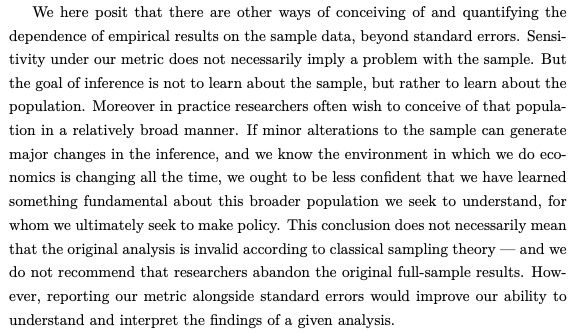 But what I really like about this metric is that it offers a way to consider how the generalizability of our results relates to our sample. Even "perfect" samples may have a situatedness that defies general policy prescriptions. 4/