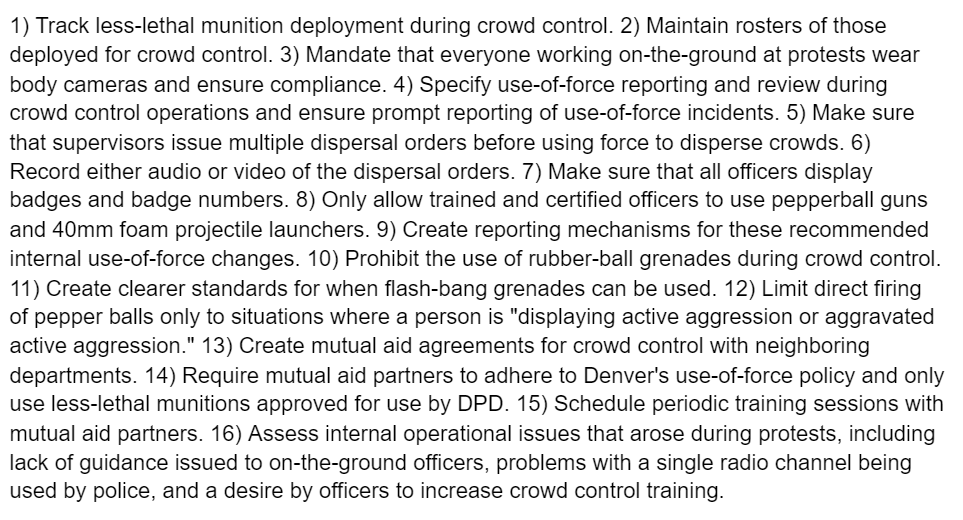The report also makes a series of 16 recommendations for DPD: