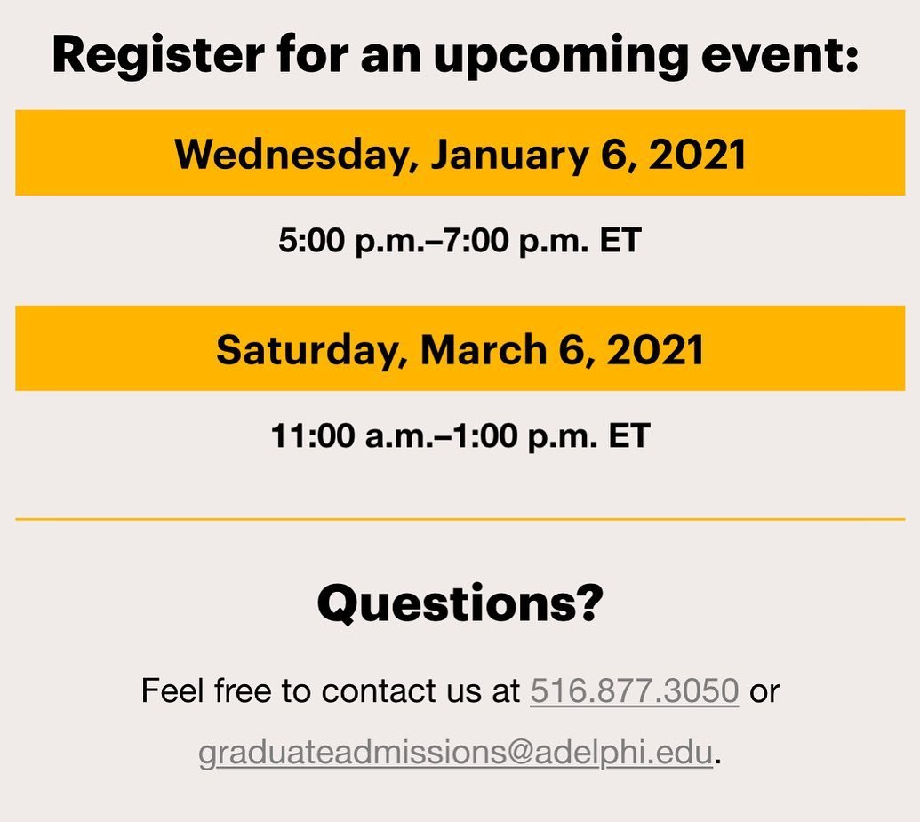 AdelphiNutriti1's tweet image. ✨Register now for Adelphi’s Virtual Graduate Open House!✨
🔗 enroll.adelphi.edu/graduate-open-…
#adelphiuniversity #adelphinutrition #graduateschool #nutrition #msinnutrition