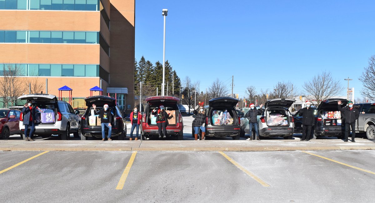GMcanada's tweet photo. Thanks to the generosity of GM employees, it took 6+ SUV loads to deliver $20,764 worth of gifts &amp; grocery cards for more than 70 #DurhamRegion children &amp; youth across 29 households to @DurhamCAF in honour of Sharon’s Kids yesterday. #TeamGMCares https://t.co/gyeyPFkM1D