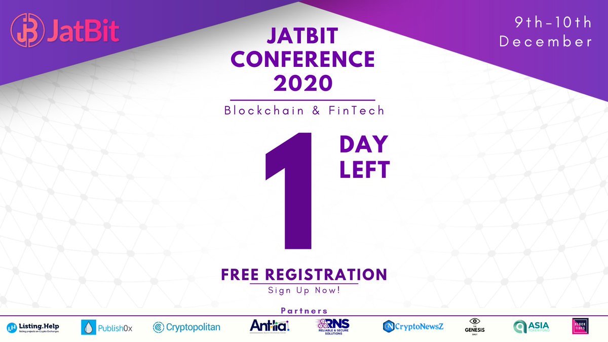 dev_nomic's tweet photo. There is only one day left before the world's largest Blockchain and FinTech Conference. It's not too late to register. 
Sign up now at:
https://t.co/zNPEe8dZTe

#blockchain #jatbit #antlia #rnssol #cryptocurrency #jatbitconference #event #networking #virtualconference https://t.co/TPajRVM8vd
