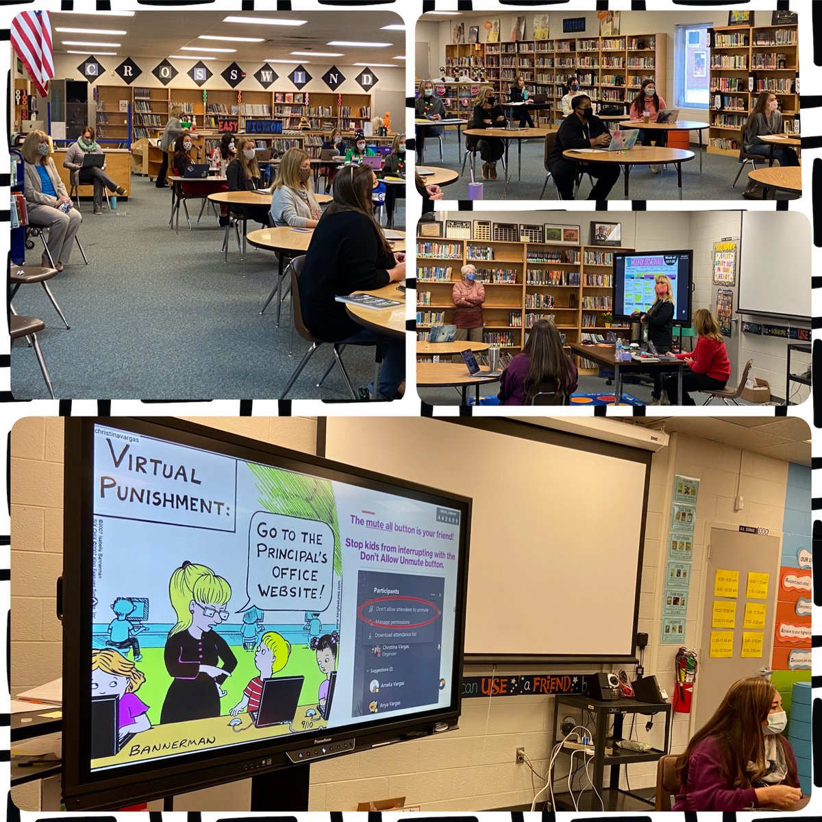 EMcCallieTech's tweet image. What an awesome PD this morning! CWES CVA Teachers shared their knowledge, tips, and tricks on virtual teaching to the faculty.  ⁦@CrosswindElem⁩ #awesomejob #pandemicteacherlife ⁦#virtuallearning #fullhouse