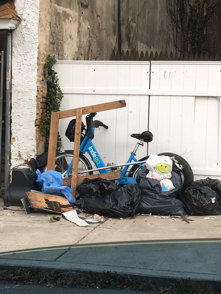 nathan_elrey's tweet photo. @RideIndego Noticed one of your bikes at Limeklin &amp; Chelten. Come get your stuff! https://t.co/jOtCXnlIzt