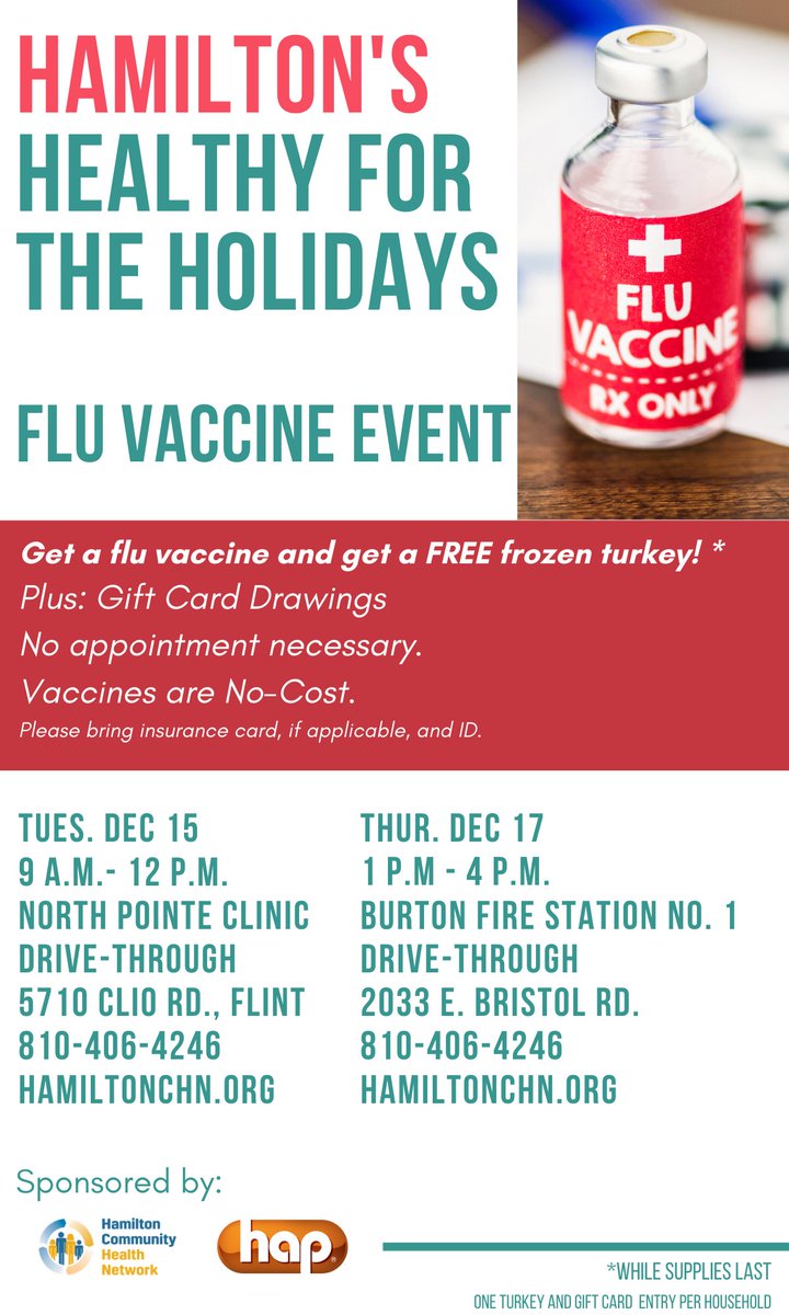 FlintsClub937's tweet image. The great folks over @HamiltonCHN are giving away free turkeys along with your Flu vaccination!

Details below.