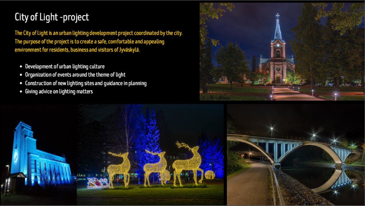 LUCIassociation's tweet photo. @ElisaHillgen tells the #LLFF2020 audience abt some #covidproof solutions for #CityofLight Jyväskylä : #JoyofLight light installations for longer periods + mobile apps for permanent illuminations + lots of ideas for next year!
#LUCInetwork #lightfestival https://t.co/BDtkHYHebL