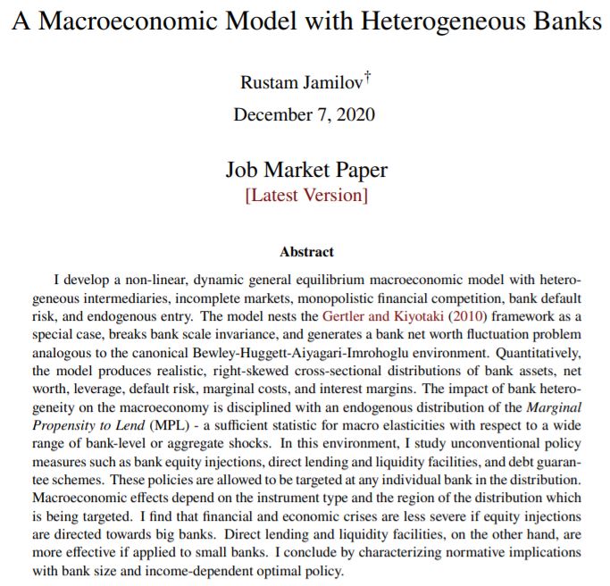 🚩Job Market Paper Alert🚩I develop a tractable framework with heterogeneous banks, imperfect financial competition, default risk, and endogenous entry which I use to match the distribution of US bank leverage and quantify targeted, bank-level economic policies #EconTwitter