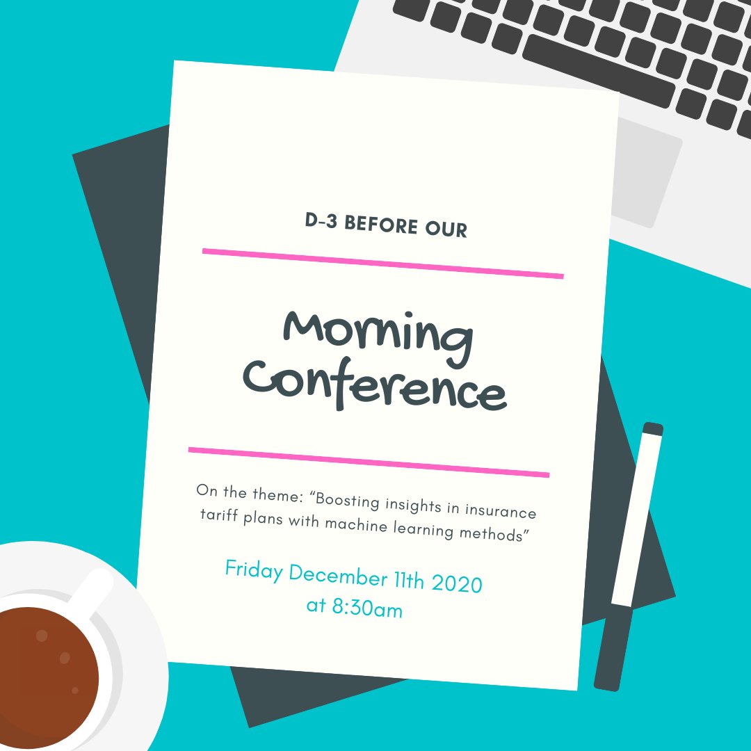 ChaireDIALog's tweet photo. D-3 before our 1st online Morning Conference on the theme "Boosting insights in insurance tariff plans with machine learning methods” !

Follow the link to book your place : https://t.co/q7OXAO2BDn

#ChaireDIALog @CNP_Assurances @ISFA_Lyon1 #LaboSAF https://t.co/Bcs4cAApfr