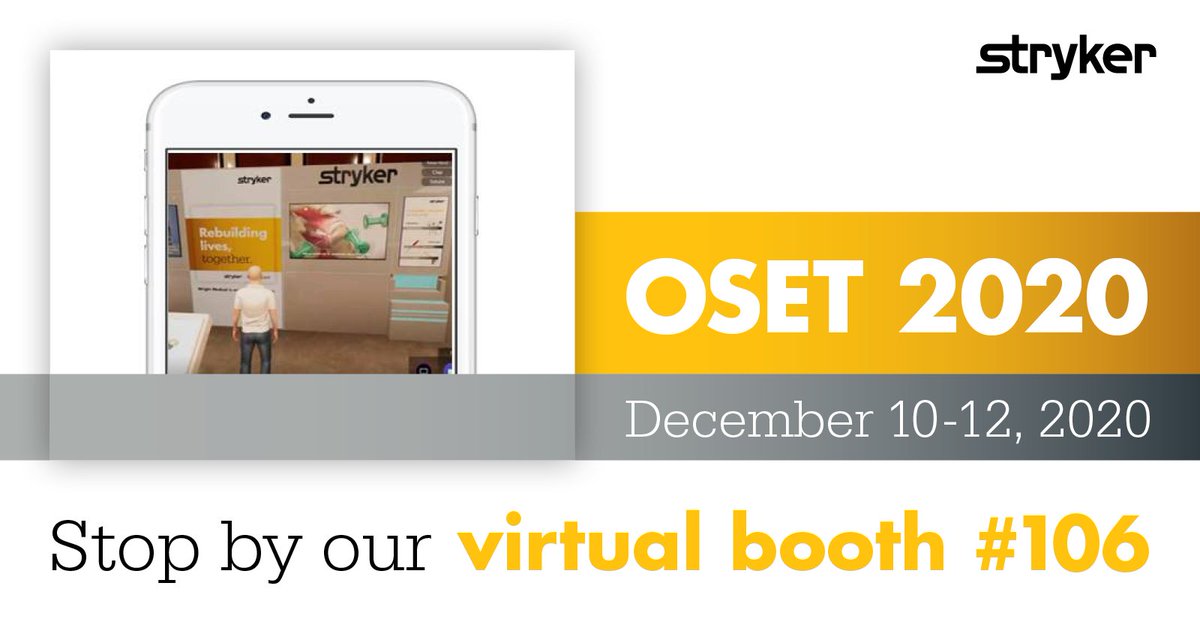 OSET 2020 starts this week! Members can create their own avatars and make your way to Stryker’s booth, 106, to check out the latest from Trauma, F&amp;A, Shoulder and Sports Medicine! 

orthosummit.com  #OSET2020