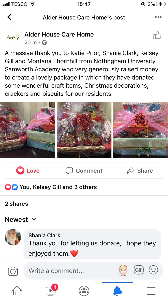 ShaniaClark10's tweet photo. So proud of us all @Montana67256960 @KatiePrior12 @KelseyG63019317 and so happy that Alder House Care Home are happy with what they received. I’m so glad we were able to do this and thank you to everyone who helped us achieve this❤️✨@MissMalhiSlays @OfficialNUSA @MissFletcherN16 https://t.co/sjZk4gViD7