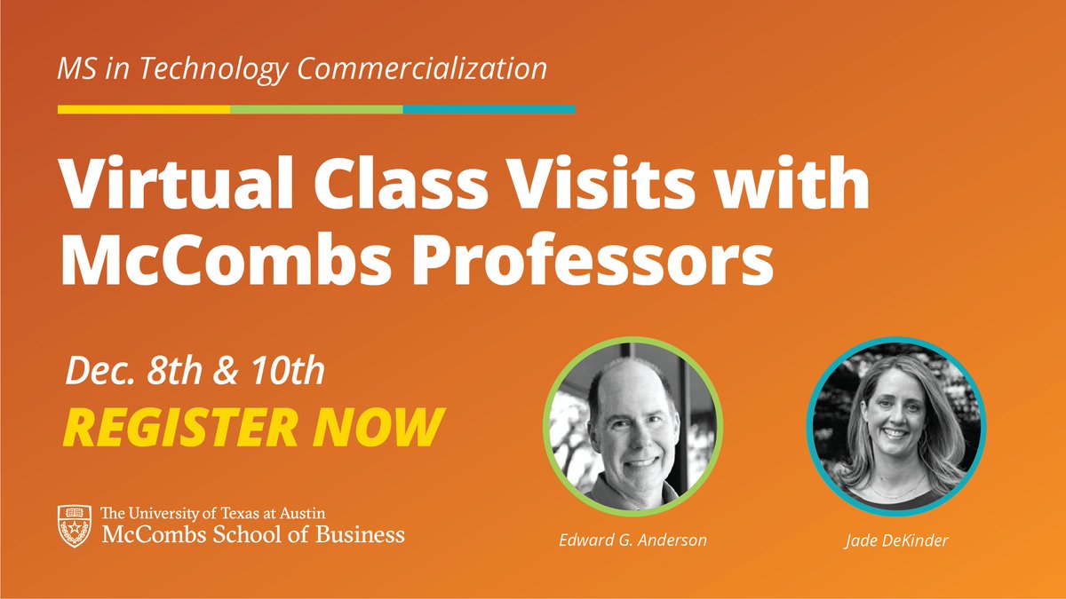 Texas McCombs MSTC (@utexasmstc) on Twitter photo Meet world-renowned <a href="/UTexasMcCombs/">Texas McCombs</a> faculty and experience an MS in Tech Commercialization class first-hand. Dec. 8 & 10 -- Register: graduate-admissions.mccombs.utexas.edu/portal/MSTC-cl… Meet world-renowned <a href="/UTexasMcCombs/">Texas McCombs</a> faculty and experience an MS in Tech Commercialization class first-hand. Dec. 8 & 10 -- Register: graduate-admissions.mccombs.utexas.edu/portal/MSTC-cl…