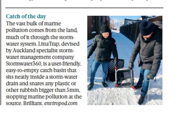 enviropod_group's tweet photo. Thanks Air New Zealand KiaOra Magazine for the piece in the business news. We think the #LittaTrap is brilliant as well!
#stopitatsource #stormwatermanagement #aotearoa #catchbasininsert #environment #marineplasticpollution https://t.co/7M6mtdqpCM