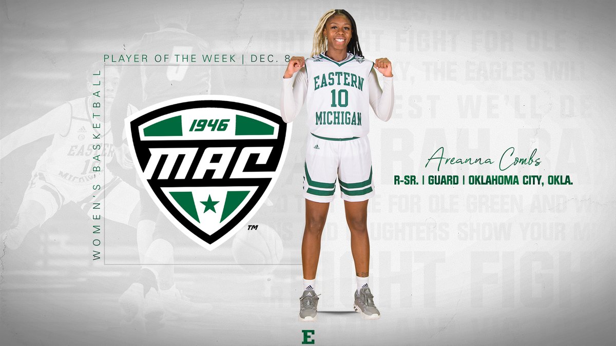 🚨THIS JUST IN🚨

<a href="/AreannaCombs/">Ariie</a> ➡️ <a href="/MACSports/">MACtion</a> Player of the Week 👏

It's the first honor for Combs and first for the program since Jan. 2019 👀

📰bit.ly/39YKu3f

#EMUEagles | #FamilE