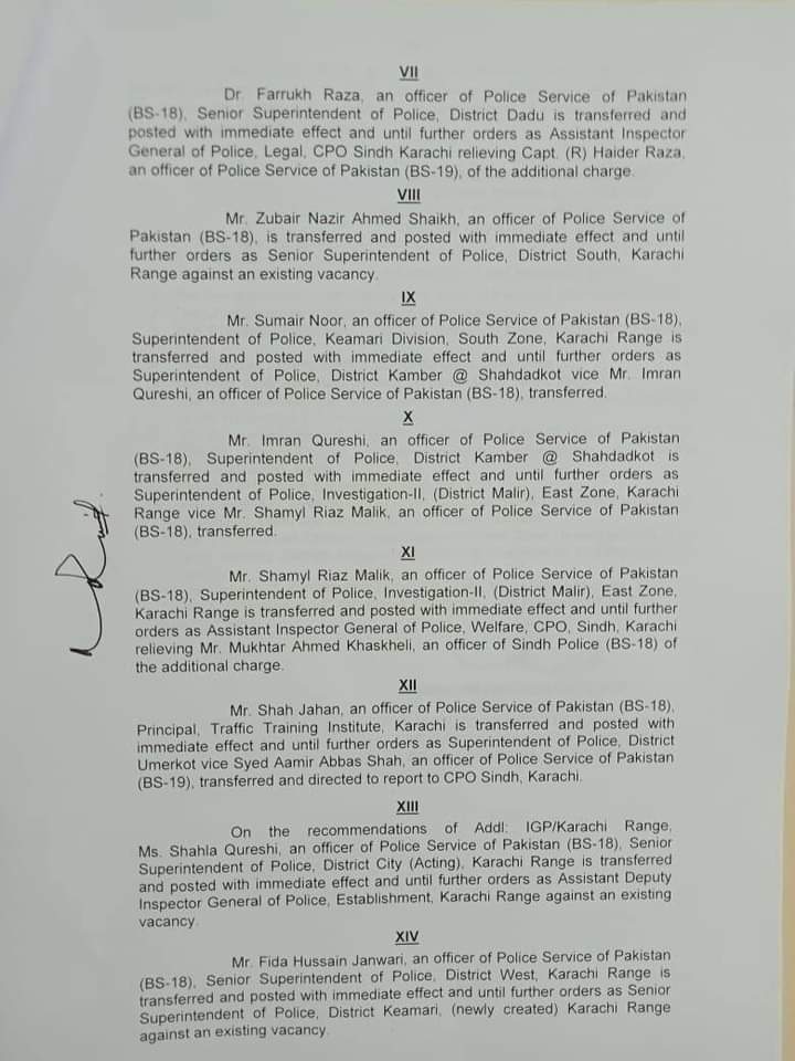 freedomspeech09's tweet photo. Transfer and posting of SSPs in Sindh police
@sindhpolicedmc 
#sindhpolice #SSP https://t.co/RA5J7EyIEC