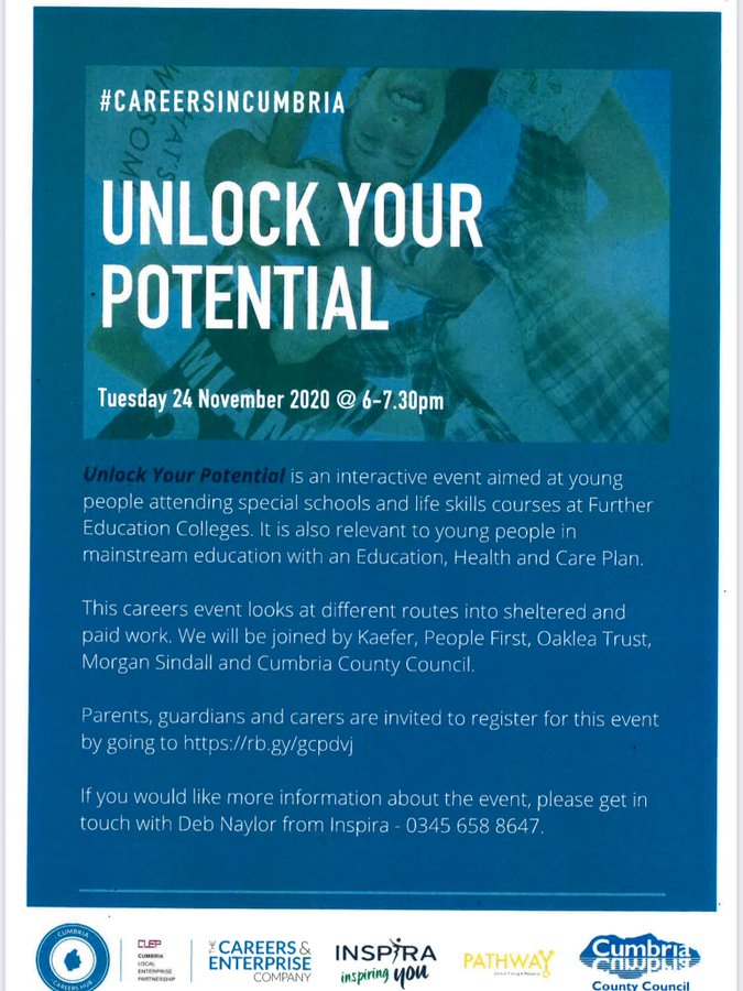 Did you miss our SEN careers conference aimed at lifeskills students at Carlisle College and Lakes College and pupils at Mayfield Special School and James Rennie? Don't worry a recording is available via the link below:
youtu.be/wGKLy8S4MP0?t=…
<a href="/inspiraforlife/">Inspira</a>