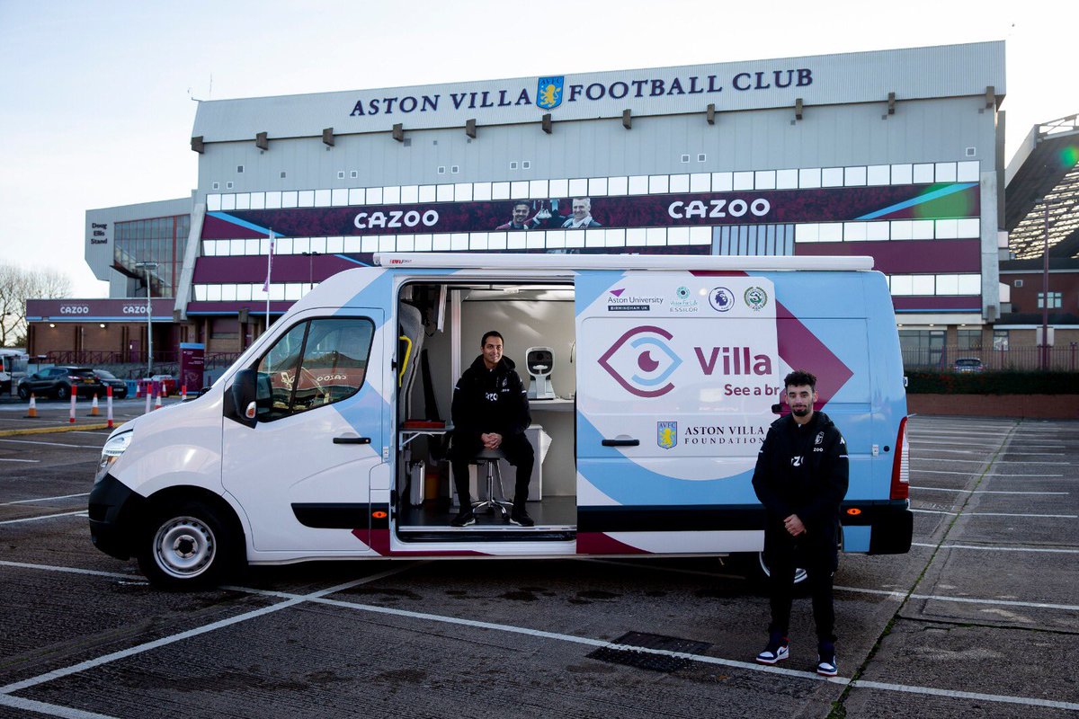 AstonUniversity's tweet photo. ⚽ We're proud to be teaming up with @AVFCOfficial and @essilor to bring you "Villa Vision", a programme of eye health awareness, vision screening and free glasses to those who require them: https://t.co/pnFFOLu9uM  #TeamAston https://t.co/x3yaOLGRqw