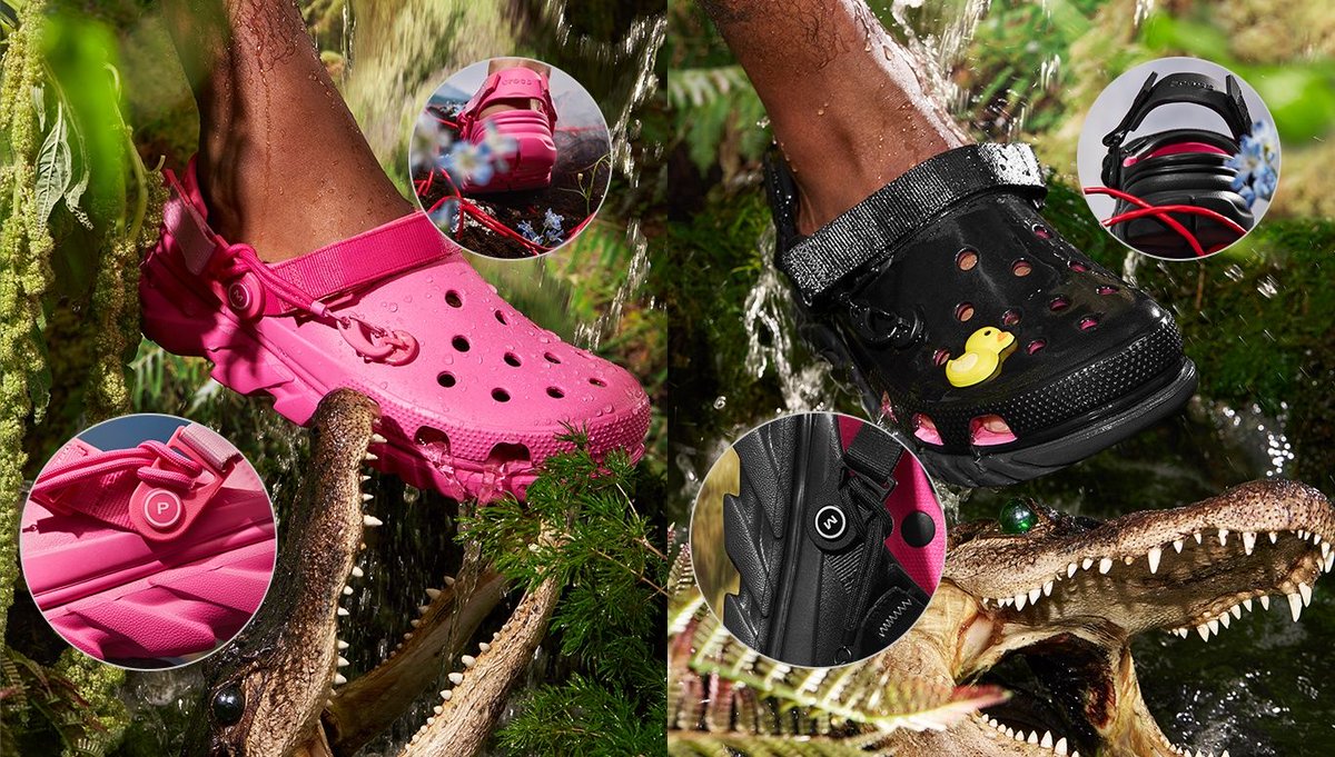 black and pink crocs