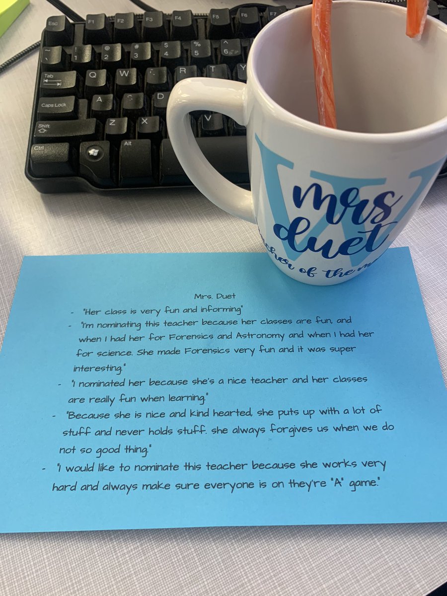 Students nominated me for teacher of the month. These are their comments ❤️