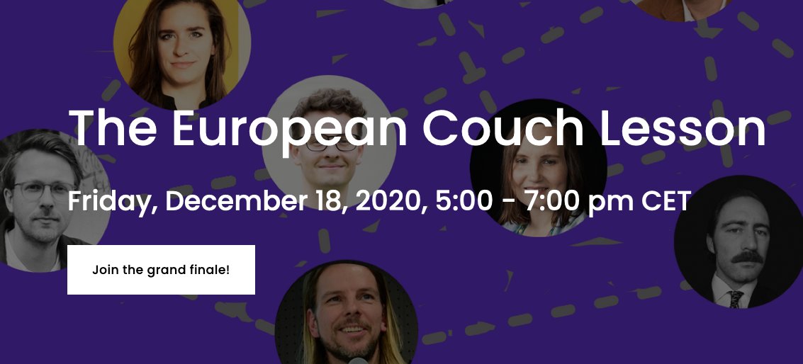 AnnaHenschel's tweet photo. After watching the @goetheinstitut's #couchlessons all year, I feel very honored to be a part of the final event! You can sign up for the European Couch Lessons 🇪🇺 next week and meet amazing people like @drkatedevlin, @carolinesinders, @GunayKazimzade, @FrithjofNagel & many more! https://t.co/gdj5heNJdd