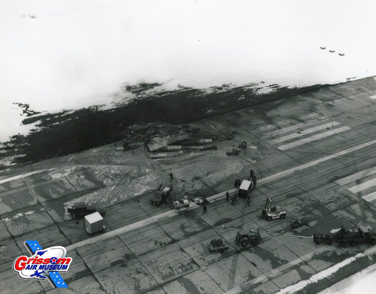 When the landing gear collapsed, the B-58 crushed the pod beneath it, which carried both the B53 bomb and 14,000 gallons of fuel. The fire caused the high explosives in all five bombs to detonate. The wreckage burned for two hours. Three of the five bombs were heavily damaged.