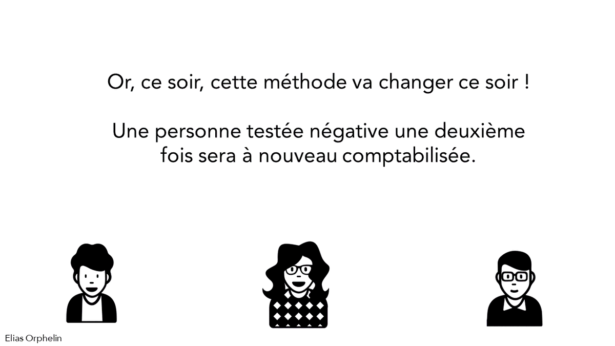 Mais ce soir, cette méthode va changer : chaque test négatif sera compté, peut importe si un autre test négatif a déjà été réalisé la semaine précédente.